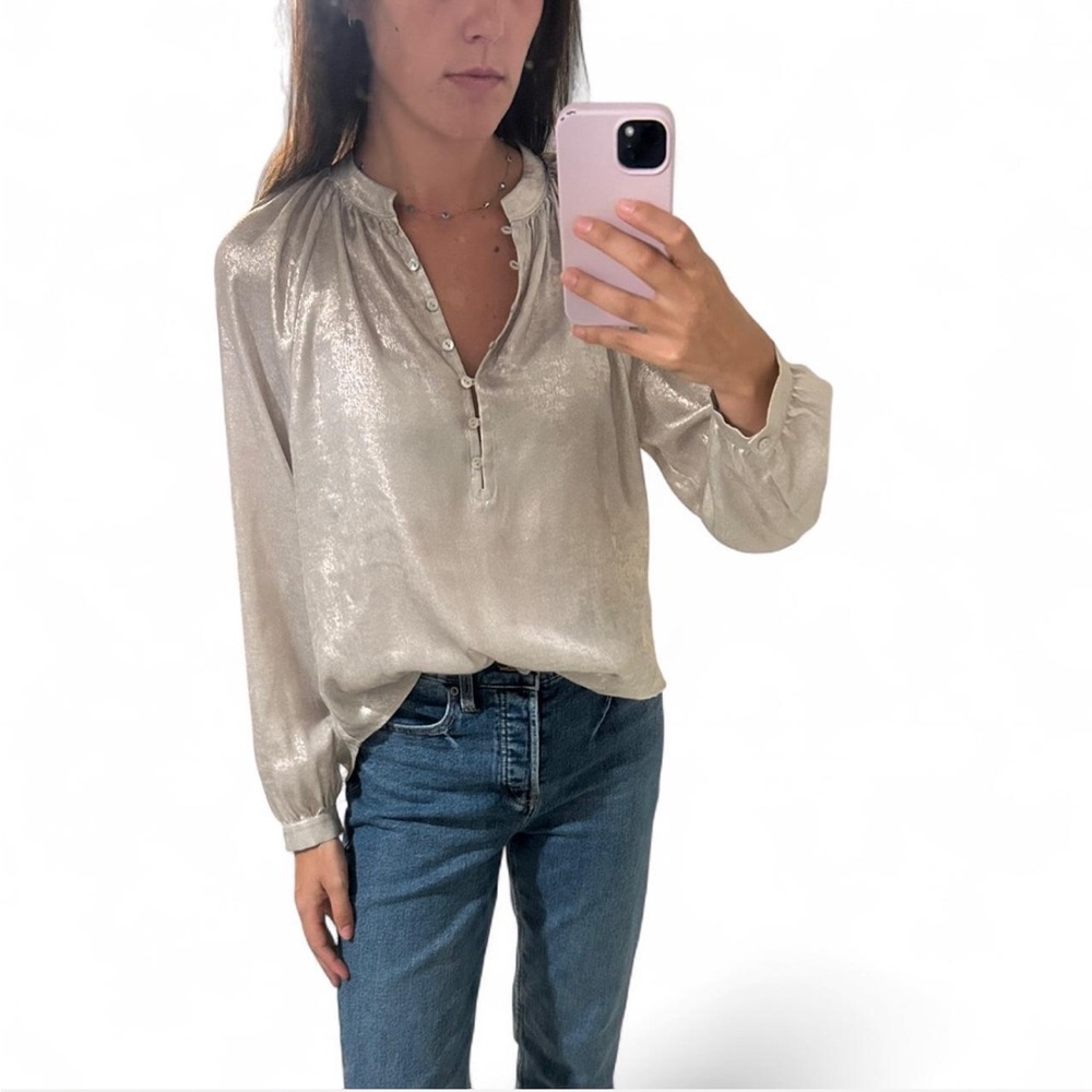 Bella Dahl Shimmering Cream Blouse
